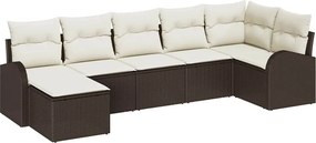 vidaXL Kerti Kanapé Szett párnával 7 pcs Barna Poli rattan