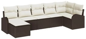 vidaXL Kerti Kanapé Szett párnával 7 pcs Barna Poli rattan