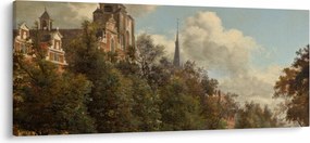 Kép - Jan van der Heyden, View Down a Dutch Canal, reprodukciók (120x50 cm)