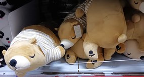 Gyerekjáték Kawaii Rajzfilm baba medve párna Szuper puha alvópárna Jegesmedve plüss baba Állat plüssjáték Kitömött alvó medve Micimackó BARNA 35 cm RUHÁVAL