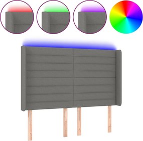 vidaXL sötétszürke szövet LED-es fejtámla 147x16x118/128 cm