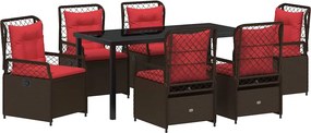 vidaXL Kert étkező szett 7 pcs Barna polirattan