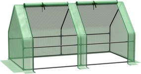 Outsunny Mini Kert Üvegház Mini Alagút Üvegház 180L x 90W x 90H cm Éles Tető Acél Magas Sűrűség 140 g/m² UV-ellenálló 2 Feltekerhető Ablakkal Zippel Z