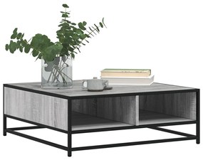 szürke sonoma szerelt fa és fém dohányzóasztal 80 x 80 x 30 cm