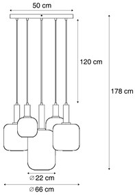 Hotel Chic függőlámpa fekete és arany színben, zöld üveggel, 5-ös - Zuzanna