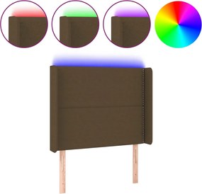 vidaXL sötétbarna szövet LED-es fejtámla 103x16x118/128 cm
