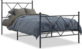 vidaXL fekete fém ágykeret fej- és lábtámlával 90 x 190 cm