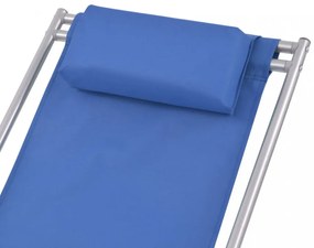 2 db kék dönthető acél napozószék