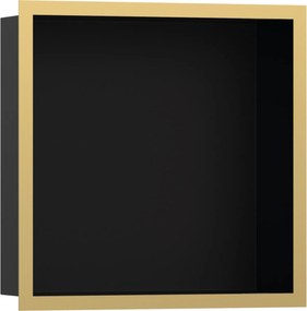 Hansgrohe XtraStoris Individual, fali fülke matt fekete, design kerettel 300x300x100mm, csiszolt arany megjelenés, HAN-56098990
