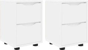 vidaXL Éjjeliszekrények fiókkal 2 pcs Fehér 30,5 x 30 x 43 cm Faanyag