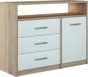 Bodo 1D3SO 100 fehér-sonoma komód szekrény polccal, Ufc