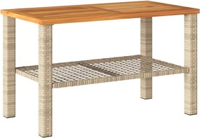 vidaXL bézs polyrattan és akácfa kerti asztal 70 x 38 x 42 cm