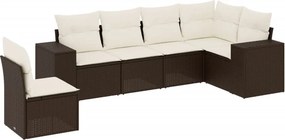 vidaXL 6 részes barna polyrattan kerti ülőgarnitúra párnával