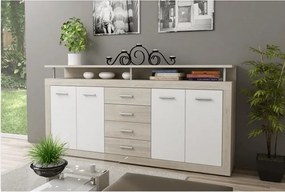 Komód, sonoma tölgyfa/fehér, JUNO - JACHIM NEW