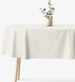 Goldea ünnepi ovális viaszosvászon terítő - tej színű alapon fényes négyzetek 140 x 280 cm