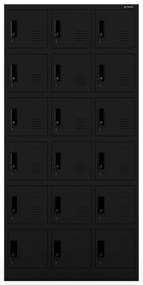 KAROL társalgói öltözőszekrény rekeszekkel, 900 x 1850 x 400 mm, fekete