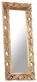 kézzel faragott barna tömör mangófa tükör 110 x 50 cm