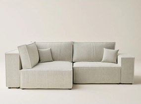 Krémszínű zsenília kinyitható-tárolóhelyes sarokkanapé (bal oldali-L alakú) Tonga – Maison de Rêve