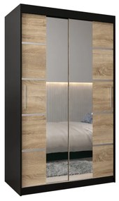 VETRONA 3 ruhásszekrény, 120x200x62, fekete/tölgy sonoma