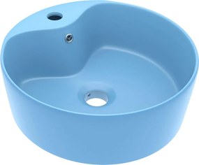vidaXL matt világoskék luxus kerámia mosdókagyló túlfolyóval 36x13 cm
