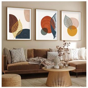 KÉSZLET 3x Kép képkeretben 50x70 cm színes