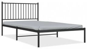 fekete fém ágykeret fejtámlával 107 x 203 cm