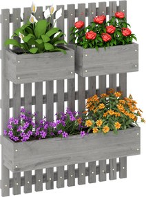 Outsunny falra szerelhető vertikális virágláda — 3 levehető erdeifenyő láda nemszőtt béléssel, 60 x 16 x 80 cm | Aosom
