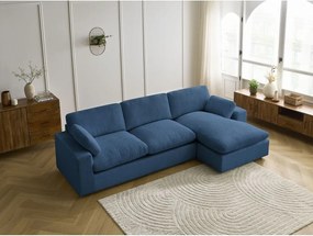 Kék kordbársony sarokkanapé Belair – Bobochic Paris