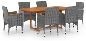 7 részes szürke polyrattan kerti étkezőgarnitúra