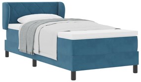 Boxspring Ágy Matraccal Sötétkék 90x200 cm Bársony