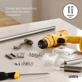 Matt ezüstszínű acél bővíthető függönykarnis 107 - 305 cm Flute – Umbra