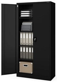 Fém iratszekrény JAN, 900 x 1850 x 400 mm, fekete