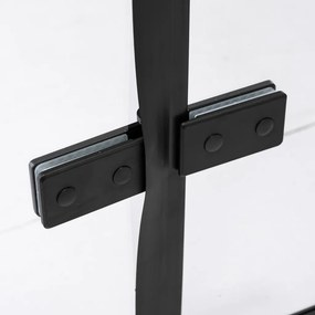 Stuxi Verona Fix Black 140 cm (70+70) széles csukló zuhanyajtó fix fallal, 6 mm vízlepergető üveggel, matt fekete profillal, 195 cm magas