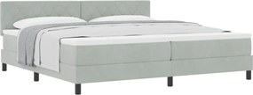 vidaXL Boxrugós ágy matracmal Világosszürke 200 x 200 cm Bársony