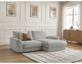 Világosszürke buklé sarokkanapé (jobb oldali-heverő résszel) Leonore – Bobochic Paris