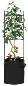 6 db acél és polipropilén paradicsomketrec növényzsákkal 116 cm