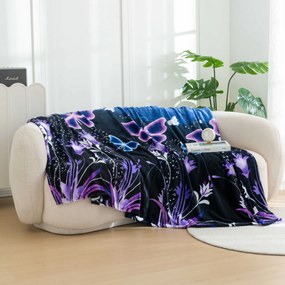 Mikroplüss takaró VIOLET BUTTERFLY sötétkék Méret: 200 x 220 cm