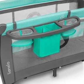 Lionelo - Utazó kiságy SVEN PLUS szürke/türkiz