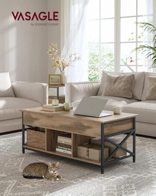 Magasságban állítható dohányzóasztal, 50 × 100 cm, karamellbarna–tintafekete színben