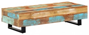 tömör újrahasznosított fa és acél dohányzóasztal 120x50x30 cm
