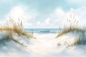 Fotótapéta Flizelina Tájkép Tengerpart Homok Dűnék Tenger Hullámok 416x254 ragasztó