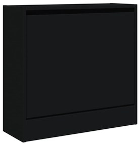 fekete szerelt fa cipőszekrény 60 x 21 x 57 cm