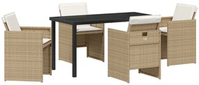 5 részes Kert Étkező Szett párnákkal Bézs Poli Rattan