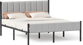 Franciaágy keret 160 x 200 cm, kárpitozott fejtámlával, acél keret, szürke