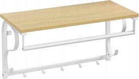 Akasztós Fogas Polccal 5 Akasztóval Ruhaakasztós Polc Stílusos Fehér