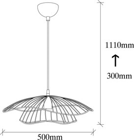 Tel 6501 réz fém függőlámpa, Ø50 cm