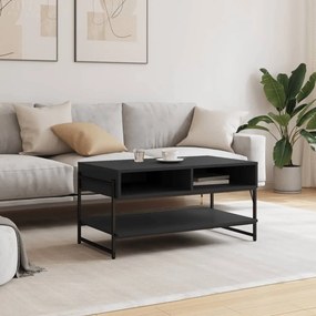 Fekete szerelt fa dohányzóasztal 90 x 50 x 45 cm