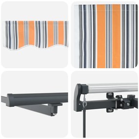 Kézi behúzható napellenző LED többszínű csíkkal 350x250 cm