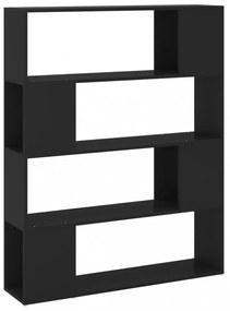 fekete szerelt fa térelválasztó könyvszekrény 100 x 24 x 124 cm