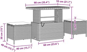 vidaXL Kerti Kanapé Szett párnával 11 pcs Fekete polirattan
